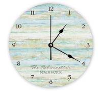 Funlucy Decorative Silent No Ticking Wall Clock Driftwood Ocean Beach House Coastal Seashore Round Modern Wooden Clocks for Bedroom Living Room Home Office School Wall Art Decor, 38 X 38 CM
