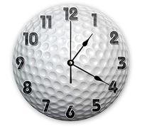 Funlucy Decorative Silent No Ticking Wall Clock Golf Ball Round Modern Wooden Clocks for Bedroom Living Room Home Office School Wall Art Decor, 25 X 25 CM