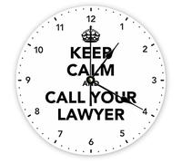Funlucy Decorative Silent No Ticking Wall Clock Keep Calm And Call Your Lawyer Round Modern Wooden Clocks for Bedroom Living Room Home Office School Wall Art Decor, 30 X 30 CM