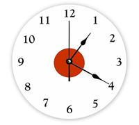 Funlucy Decorative Silent No Ticking Wall Clock Plain Red And White Popular Kitchen Round Modern Wooden Clocks for Bedroom Living Room Home Office School Wall Art Decor, 25 X 25 CM