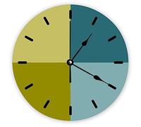 Funlucy Decorative Silent No Ticking Wall Clock Teal Blue Gold Yellow Olive Green Round Modern Wooden Clocks for Bedroom Living Room Home Office School Wall Art Decor, 38 X 38 CM