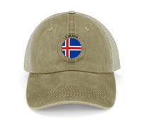 Funlucy Iceland Flag Iceland Seal Mesh-Back Cap Iceland National Flag Baseball Cap Adjustable Denim Cap