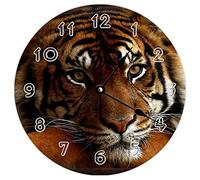 Funlucy Modern Round Wall Clock - Indian Tiger The Big Cats Sumatra Color Art Natural theme Silent Non Ticking Wall Clocks for Kitchen, Office, Retro Hanging Clock, 14 Inches