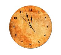 Funlucy Modern Round Wall Clock Italian Style Terracotta Brick Wall Silent Non Ticking Wall Clocks for Kitchen, Office, Retro Hanging Clock, 10 Inches