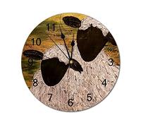 Funlucy Modern Round Wall Clock POKER FACE SHEEP, SQUARE Silent Non Ticking Wall Clocks for Kitchen, Office, Retro Hanging Clock, 10 Inches