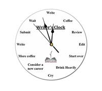Funlucy Modern Round Wall Clock Writer's Clock Silent Non Ticking Wall Clocks for Kitchen, Office, Retro Hanging Clock, 10 Inches
