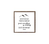 Funlucy Modern Rustic Wall Art Home Decor Your Mountain Is Waiting Dr. Seuss Wood Framed Sign, Farmhouse Rustic Wall Art Sign, 30 X 30 CM