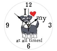 Funlucy Non Ticking Schnauzer Wall Clock - I Love My Dogs at All Times Wall Clocks for Kitchen, Office, Bedroom Decorative Hanging Clock, 10 X 10 Inch