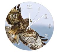 Funlucy Round Scenery Wall Clock - Bird of Prey - The Hawk Wall Clocks for Kitchen, Office, Bedroom Decorative Hanging Clock, 30 X 30 CM