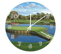 Funlucy Round Scenery Wall Clock - Golf Course Background Intellectual Decompressing Wall Clocks for Kitchen, Office, Bedroom Decorative Hanging Clock, 25 X 25 CM