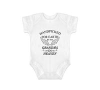 Funlucy Unisex Babies' Short-Sleeve Bodysuit Handpicked for Earth by My Grandma in Heaven Organic Cotton Bodysuits Newborn-24 Months