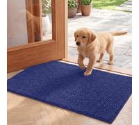 FUNMAT Dog Door Mat for Muddy Paws, 30" x 19", Absorbs Moisture and Dirt, Chenille Entryway Mat for Dogs, Non Slip Machine Washable Indoor Doormat, Quick Dry Pet Rug, Navy Blue