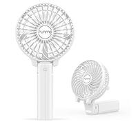 Funme Mini Handheld Fan USB Electric Portable Fan Outdoor Rechargeable Personal Fan Battery Powered 180° 3 Speeds Foldable Desk Cooling for Desktop School Office Home Travel Camping -White