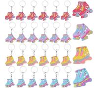Funmemoir 24pcs Roller Skating Keychains, Roller Skate Party Favours Multicolor Keychains For 80s 90s Hip Hop Themed Birthday Party Supplies Goodie Bag Fillers Gifts