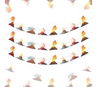 Funmemoir 3pcs Volcano Party Banner Garland, Volcano Themed Party Decorations, Pre-Strung Volcano Banner Garland for Volcano Lava Birthday Party Science Dinosaur Luau Hawaiian Party Decorations