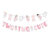 Funmemoir Ballet 2nd Birthday Decorations - Two Two Cute Banner, Dancing Girl Swan Garland, Pre-strung Banner for Girls Ballerina Themed 2 Year Old Birthday Party Decorations