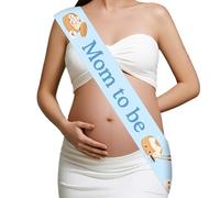 Funmemoir Blue Dumpling Theme Mom To Be Sash, A Little Dumpling is on the Way Baby Shower Sash with Pin for Dumpling Baby Shower Decorations Boy and Welcome Baby Celebration