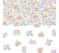 Funmemoir Donut Half Birthday Confetti - 200PCS Sweet 6 Month Party Decorations for Girl, It's My 1/2 Birthday Donut Scatter with 4 Designs, One and Half Year Old Party Table Decor