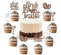 Funmemoir Espresso Martini Bachelorette Decorations - 25PCS a Bride in a Tiny Bit Cake Cupcake Toppers, Coffee Martini Cocktail Bridal Shower Bachelorette Party Decorations