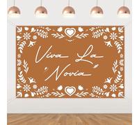 Funmemoir Fiesta Mexican Bridal Shower Decorations - Viva La Novia Backdrop 5 * 3ft, Talavera Papel Picado Vinyl Background with Hanging Grommets for Mexico Bachelorette Wedding Shower Decor