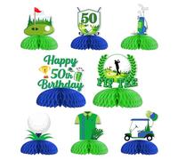 Funmemoir Golf 50th Birthday Decorations - 8PCS Fif Tee Themed Honeycomb Centerpieces, Happy 50th Birthday Golf Theme Table Decor for Fifty Year Old Sports Fan Celebration