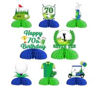 Funmemoir Golf 70th Birthday Decorations - 8PCS Seven Tee Themed Honeycomb Centerpieces, Happy 70th Birthday Golf Decor for Seventy Year Old Sports Fan Celebration