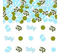 Funmemoir Greenery Baby Shower Decorations Boy - 200PCS Blue and Greenery Baby Shower Confetti, Eucalyptus Neutral Rustic Sage Green and Blue Gender Reveal Table Confetti for Boys