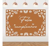 Funmemoir Mexican Birthday Party Decorations for Women - Feliz Cumpleaños Backdrop with Talavera Papel Picado Design, Fiesta Theme Spanish Birthday Decor, Cinco De Mayo Celebration Supplies