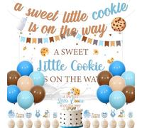 Funmemoir Milk and Cookies Baby Shower Decorations, A Sweet Little Cookie Is on the Way Backdrop, Banner, Cake Topper, Cupcake Toppers, Balloons for Milk and Cookie Breakfast Biscuit Baby Shower