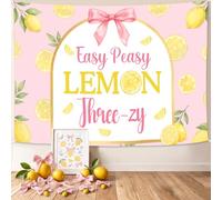 Funmemoir Pink Lemon 3rd Birthday Easy Peasy Lemon Three-Zy Backdrop 5x3ft