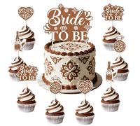 Funmemoir Talavera Mexican Bridal Shower Decorations - 1 Bride to Be Cake Topper & 24PCS Cupcake Toppers, Rustic Vintage Papel Picado Terracotta Bride to Be Bachelorette Wedding Shower Party