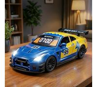 Funmii Modern Sports Car Alarm Clock, 1:24 Diecast Model Car with LED Digital Display, Realistic Engine Sounds & Mist Exhaust Spray, Pull Back Racing Car Desk Decor, Ideal Fathers Day