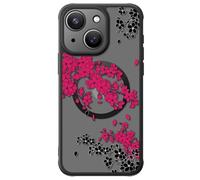 FUNMIKO Cute Phone Case for iPhone 13 Mini - Wireless Charging & Military-Grade Protection - Trendy Wildflower Design for Women Girls, Non-Slip Translucent Matte Hard Cover - Dramatic Blossom Drift