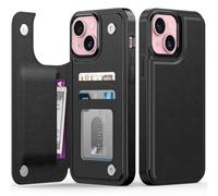 FUNMIKO for iPhone 13 Wallet Case with Card Holder, RFID-Blocking, Military-Grade Drop Protection & Floral Animal Design, Magnetic Closure with Leather Kickstand - Black