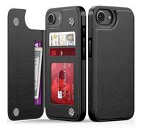 FUNMIKO for iPhone 16e Wallet Case with Card Holder, RFID-Blocking, Military-Grade Protection & UV-Printed Artwork, Magnetic Closure with Leather Kickstand - Black