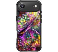 FUNMIKO for iPhone XX Air Phone Case Cute - Wireless Charging & Military-Grade Protection - Trendy Wildflower Design for Women Girls, Non-Slip Translucent Matte Hard Cover - Vibrant Elegant Butterfly