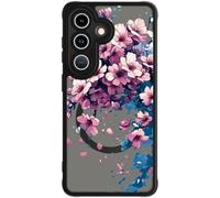 FUNMIKO for Samsung Galaxy S26 Case Wireless Charging & Military-Grade Protection - Trendy Floral Design for Women Girls, Matte Phone Cover with Shockproof Corners - Abstract Floral Art