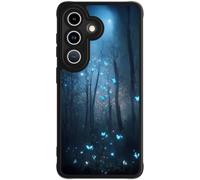 FUNMIKO for Samsung Galaxy S26 Case Wireless Charging & Military-Grade Protection - Trendy Floral Design for Women Girls, Matte Phone Cover with Shockproof Corners - Glowing Butterflies