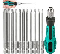 Funmo Torx Screwdriver Set, 100 mm T6-T40 Torx Magnetic Star Screwdriver Set with Handle Long Hexagonal Shaft S2 Steel Star Head Screwdriver