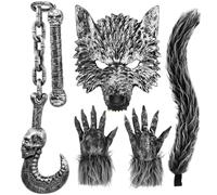 FunMular Wolf Costume with Weapon Werewolf Costume for Men Adult Halloween