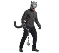 FunMular Wolf Costume with Weapon Werewolf Costume for Men Adult Halloween | 4PCS Fierce Werewolf Costume Accessories, Horror Weapon Prop, 3D Wolf Mask, Rubber Wolf Gloves, Flexible Tail