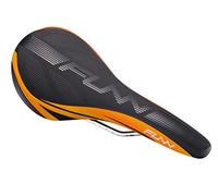 Funn Adlib Mountain Bike Saddle with Durable CrMo Rails, Tough and Lightweight Bike Seat, Slim Shape Vinyl Leather Covered Bicycle Saddle For MTB, BMX and Road Bike (Orange)