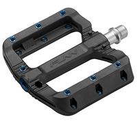 Funn Black Magic Plastic MTB Flat Pedals, Wide Platform | Fibreglass reinforced thermoplastic, 103x98mm concave, 7 studs per side, 9/16 CrMo axle, sealed bearing, BMX and gravel use