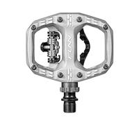 Funn Clast Clip-In Pedals with Dual Platform for MTB, Commuting, Touring, SPD-Compatible Clipless Pedal on One Side, Flat Platform on the Other (Silver)