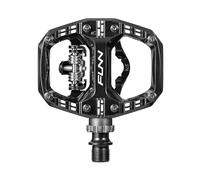 Funn Clast Clip-In Pedals with Dual Platform for MTB, Commuting, Touring, SPD-Compatible Clipless Pedal on One Side, Flat Platform on the Other (Black)