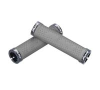 Funn Combat II Mountain Bike Handlebar Grips with Double Lock on Clamp, Comfortable And Durable Grips with 22 mm Inner Diameter, Waffle Patterned Bike Grips For MTB/BMX (Gray)