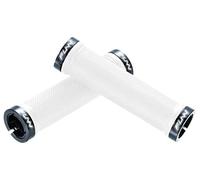 Funn Combat Mountain Bike Handlebar Grips With Double Lock On Clamp, Easy-to-fit And Durable Grips With 22 mm Inner Diameter, Diamond Shape Patterned Bicycle Grips For MTB/BMX (White)