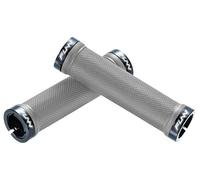 Funn Combat Mountain Bike Handlebar Grips With Double Lock On Clamp, Easy-to-fit And Durable Grips With 22 mm Inner Diameter, Diamond Shape Patterned Bicycle Grips For MTB/BMX (Gray)