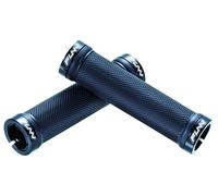 Funn Combat Mountain Bike Handlebar Grips With Double Lock On Clamp, Easy-to-fit And Durable Grips With 22 mm Inner Diameter, Diamond Shape Patterned Bicycle Grips For MTB/BMX (Black)
