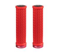 Funn Holeshot Mountain Bike Grips With Single Lock On Clamp, Lightweight And Ergonomic Bike Handle Grips With 22 mm Inner Diameter, Hardened End Bicycle Handlebar Grips For MTB/BMX (Red)